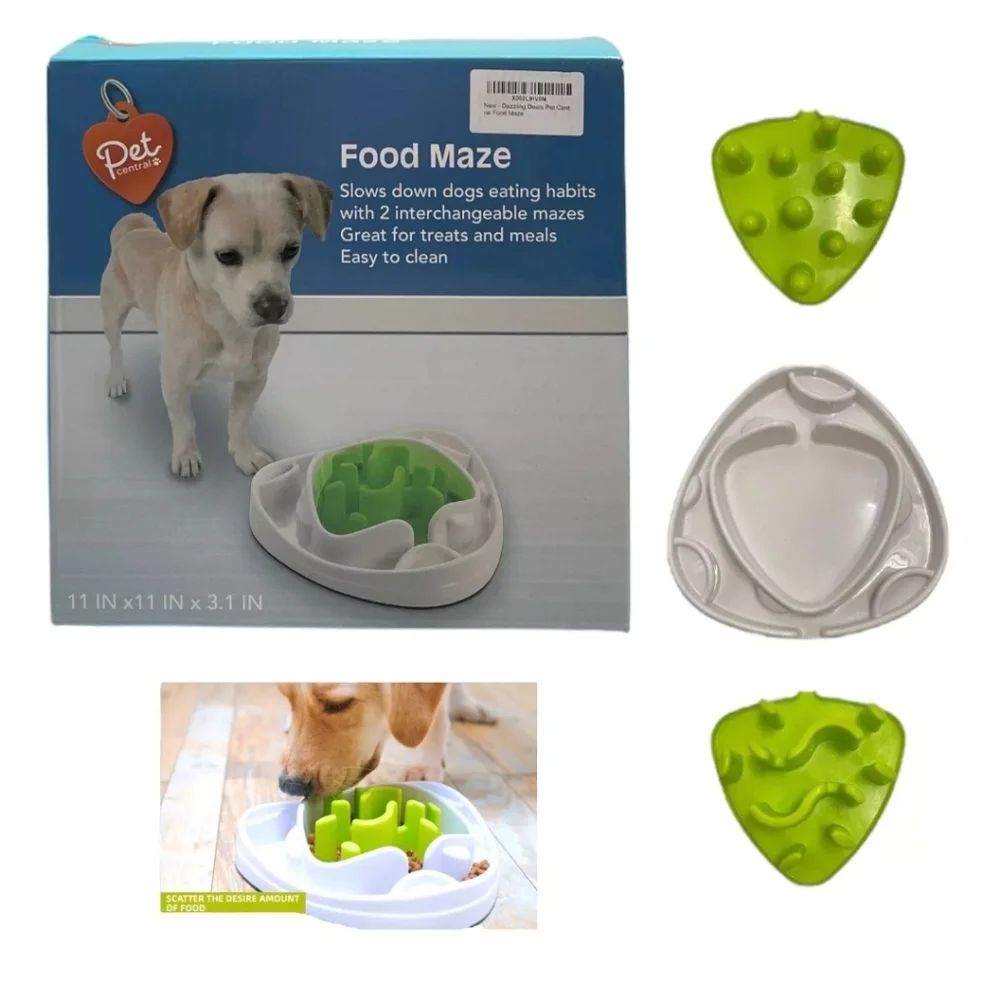 Pet Central FOOD MAZE Bowl dish Slow Down eating Dry or wet food 2 maze's NEW